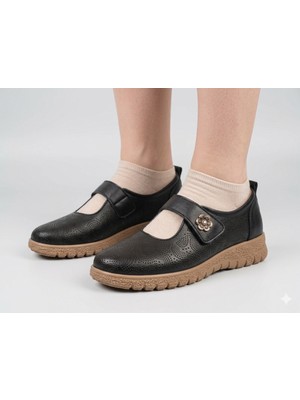 Emil Shoes Kadın Içi Hakiki Deri Lazer Kesim Çiçek Detaylı Ortopedik Günlük Ayakkabı