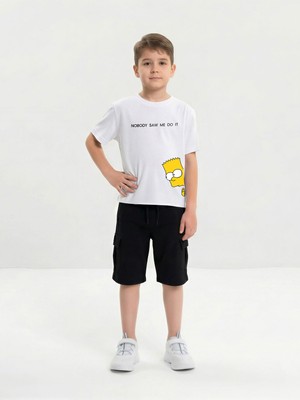 Broco Erkek Kız Çocuk Kombini Alt-Üst Takım Şort   Baskılı T-Shirt Nobody Saw Me Do It