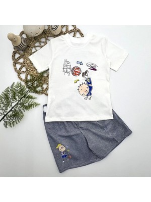 LTG Nova 1-2-3 Yaş Topçu Erkek Çuk Baskılı Şortlu Kısa Kollu Tişört 2li Erkek Bebek Takımı Lacivert