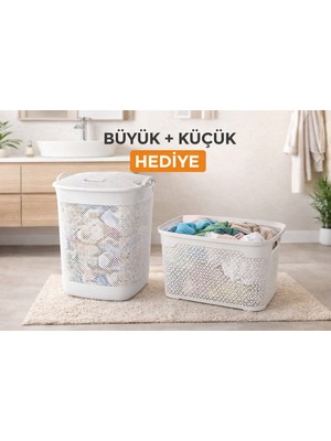 Elasuhome-Büyük Kirli Sepeti + Hediye Küçük Sepet!