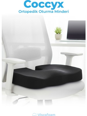 Konforlu Ortopedik Oturma Minderi, Visco Malzeme, Siyah Renk