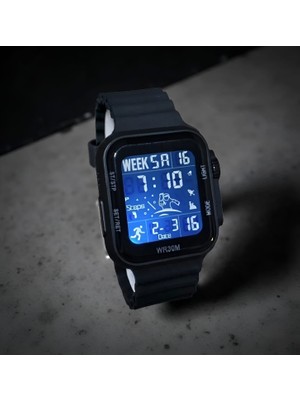 Qulothes Su Geçirmez LED Işıklı Dijital Kronometre Adım Sayar Takvimli Sporcu Saati