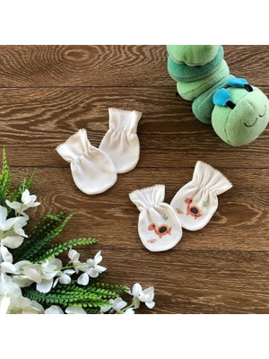 Renkli Puset Renkli Ejderha Desenli Puset 2'li Penye Bebek Eldiven Takım Ekru Kız Çocuk İçin Rahat Kullanım