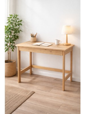 %100 Masif Çam Ahşap 50X70 Çalışma Masası – El Yapımı Minimal Doğal Masa, Dayanıklı Yazı Masası, Bilgisayar Masası, Ofis Masası