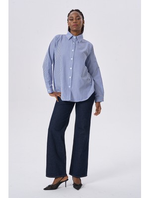 HANIQA Modern ve Şık Günlük Çizgili Gömlek