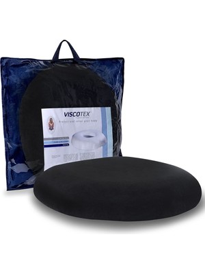 Ortopedik Oturma Simidi 44X42/8 Cm, Visco Siyah, Konforlu ve Destekleyici