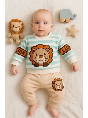 LTG Nova Aslan Desenli 2'li % 100 Pamuk Erkek Bebek Takımı