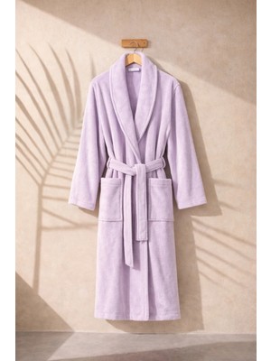 Ellia Soft Faylinn Bambu Pamuk Şal Yaka Kadın Bornoz Lila