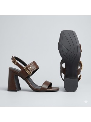 Kindep (Inna) Topuklu Kadın Sandalet Kahve