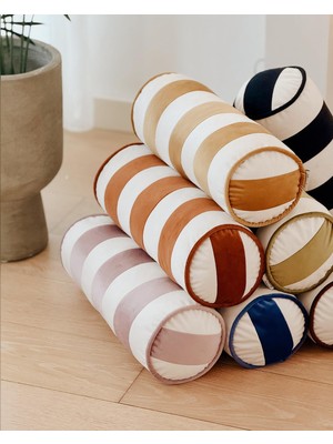 Hestia Home Silindir Yastık Kadife Çizgili