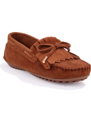 Dagoster DZA07-1329102 Taba Süet Günlük Ortopedik Düz Taban Spor Deri Kadın Babet