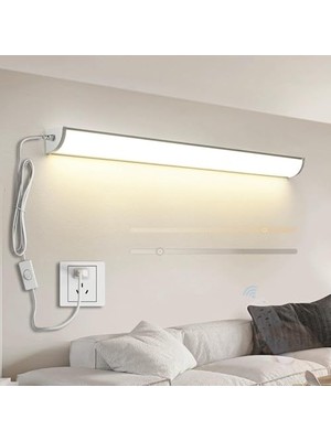 Nuvvo Anahtarlı ve Prizli LED Duvar Lambası Uzaktan Kumandalı Uzun Duvar Lambası Kısılabilir Duvar Aydınlatması Yatak Odası Oturma Odası Kitaplık Için (Beyaz, 120 Cm)