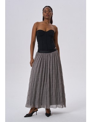 HANIQA Zarif Tasarım Günlük Rahat Şık Pileli Etek