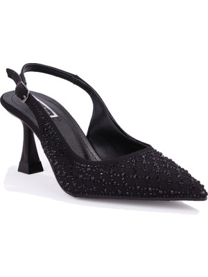 Dagoster DZA07-1143750 Siyah 7,5 cm Ince Topuklu Abiye Kadın Ayakkabı