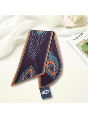 Nurfemina Tüy Desen Zarif Tasarım Şık Kadın Kravat Fular - Ipek Saten Twilly | Saç, Boyun ve Çanta Aksesuarı