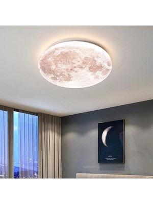 Nuvvo LED Tavan Lambası Yaratıcılık Ay Tasarım Iç Mekan Uzaktan Kumandalı Tavan Işıkları 2700 K-6500 K Kısılabilir Minimalist Yuvarlak Akrilik Demir Mutfak Koridor Için (26 Cm, Yuvarlak)