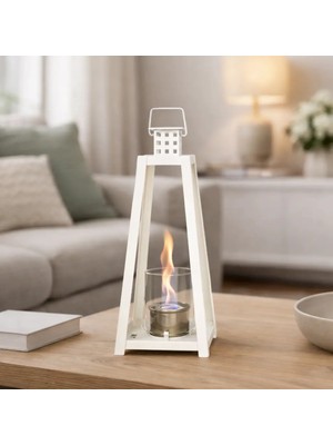 Starfire Bio Lantern L Beyaz Taşınabilir Bioethanol Şömine – Dumansız, Kokusuz
