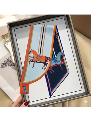 Nurfemina At Desenli Geometrik Tasarım Çok Amaçlı Lüks Kadın Kravat Fular