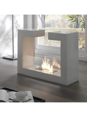 Starfire Stylish Beyaz Taşınabilir Bioethanol Şömine – Dumansız, Kokusuz