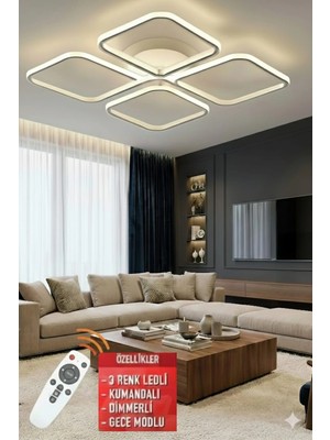 St Aydınlatma Finesse Beyaz Kasa Kumandalı 3 Renkli Salon,oturma Odası,yatak Odası Için LED Avize