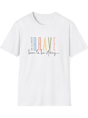 Tişört Kodu Born To Be Brave Baskılı Regular Fit Kadın Tişört