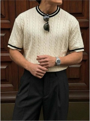 Elku Moda Erkek Oversize Bisiklet Yaka T-Shirt %100 Pamuklu Basic Geniş Kalıp Drop Shoulder Tişört