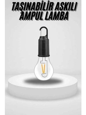 Fiberliz Taşınabilir Askılı Ampul Kamp Lambası Askılı Type-C Şarjlı Bahçe Lambası