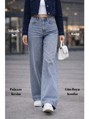 Cedy Denım Kadın Palazzo Yüksek Bel Cotton Jean Pantolon