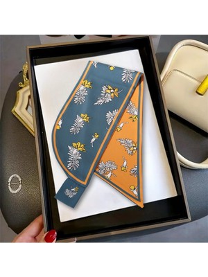 Nurfemina Çiçek Desenli Çift Taraflı Kullanıma Uygun Kadın Kravat Fular