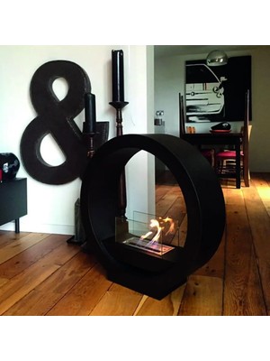 Starfire Round Design Siyah Taşınabilir Bioethanol Şömine – Dumansız, Kokusuz
