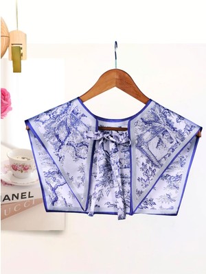 Nurfemina Çini Desenli Lüks Otantik Omuz Şalı | "turquoise Heritage" Geleneksel Motifli Tasarım Yaka Fuları