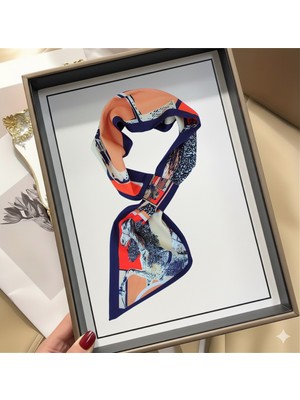 Nurfemina At Desenli Geometrik Tasarım Çok Amaçlı Lüks Kadın Kravat Fular