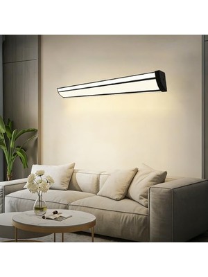 Nuvvo LED Iç Mekan Duvar Lambası Modern Minimalist Uzun Duvar Lambası Üç Taraflı Aydınlatma Alüminyum Akrilik Duvar Aydınlatma Yatak Odası Oturma Odası Koridor Merdiven (Siyah Nötr Işık, 150 Cm)