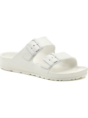 Polaris Beyaz Kadın Terlik Suni Deri Günlük Kullanım İçin Konforlu Tasarım