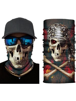 Ttt Siyah Korsan Kafatası Baskılı Buff Bandana 30x48 cm