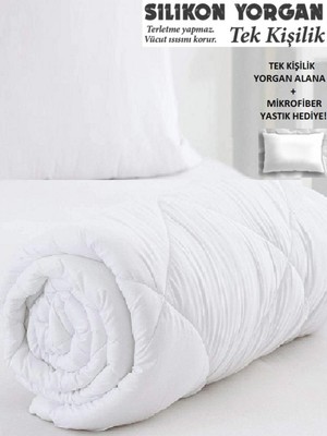 Nishev.com Evini Sev Antialerjik Silikon Tek Kişilik Yorgan (Microfiber Yastık Hediyeli)