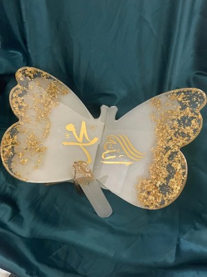 LMS Gift Kelebek Rahle Epoksi Reçine Kişiye Özel - Altın Varak Detaylı Islami Hediyelik Kuran Okuma Standı