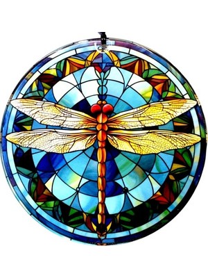 Akinco Yusufçuk Kuşlu 23 Santimetre Çapında Füzyon Cam Duvar Süsü