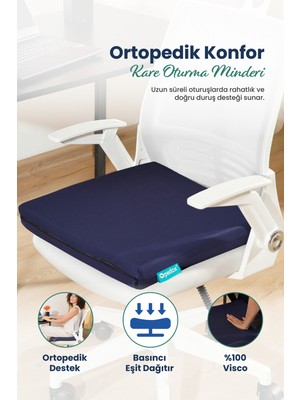 Kare Ortopedik Visco Oturma Minderi – Bel, Basen ve Baldır Destek 45X43X6CM