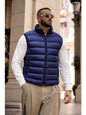 Comstar Erkek Kışlık Astarlı Basic Lacivert Şişme Yelek