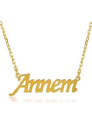 Bilezikci Annem Yazılı 14 Ayar Altın Kolye