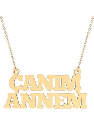 Bilezikci Canım Annem Yazılı Zincirli Altın Kolye