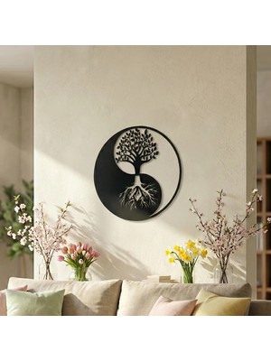 Yin Yang Hayat Ağacı Duvar Tablosu Mdf Lazer Kesim Modern Spiritüel Duvar Süsü