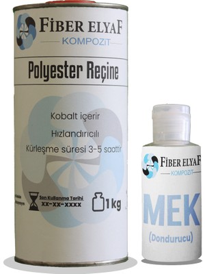 Fiber Elyaf Kompozit Fiber Elyaf Polyester Reçine 1kg. (Sertleştiricili)+Mek 10 Gr.