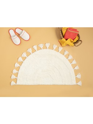 English Home Luna Pamuklu Banyo Paspası Ekru Kaymaz Tabanlı Tek Parça 50 x 90 cm