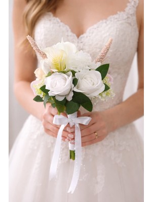 Ceku Home Tasarım Gül, Lale, Gala Çeşit Çiçekli Gelin Buketi, Nişan Buketi, Gelin Çiçeği