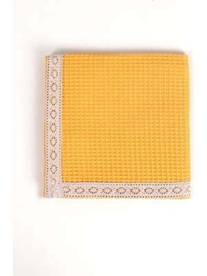 Ellia Soft Softlace Dantelli %100 Pamuk Waffle Havlu Mutfak Bezi Şık ve Zarif Tasarım 50X70 cm Sarı