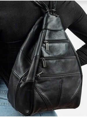 Kristal Hakiki Deri Kadın Sırt Çantası