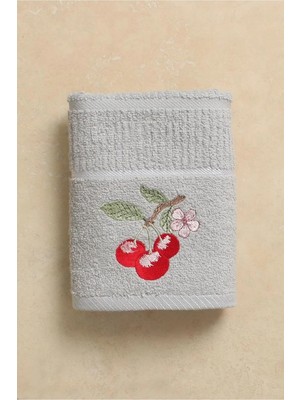 Ellia Soft Afrodisias %100 Pamuk Nakışlı El ve Yüz Havlusu Çeyizlik ve Mutfak Havlusu Kiraz 40X70 cm