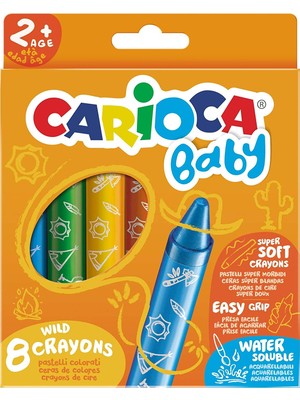 Carioca Bebek Pastel Boya 8'li Su Bazlı Renkli Kalemler Çocuklar İçin Ergonomik Tasarım